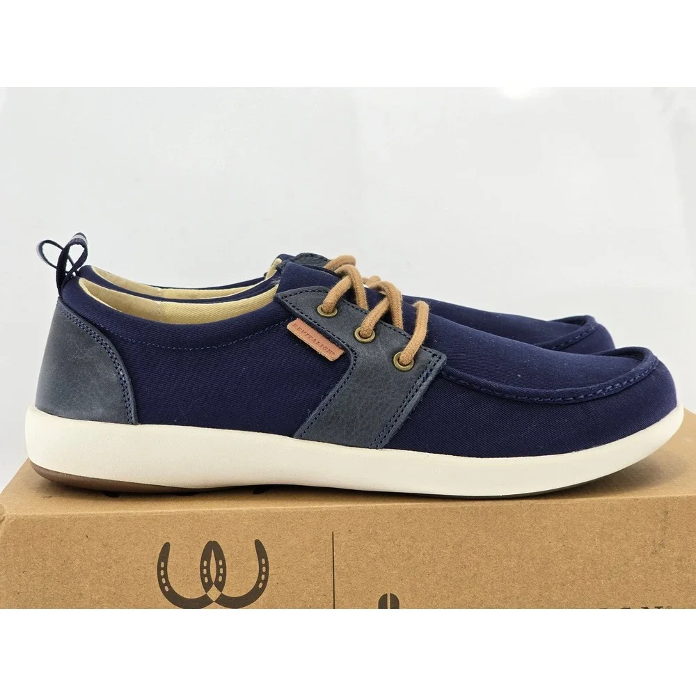 Revitalign Brewster Boat Shoes Men 10.5D Peacoat Blue‎ Canvas Orthotic -New